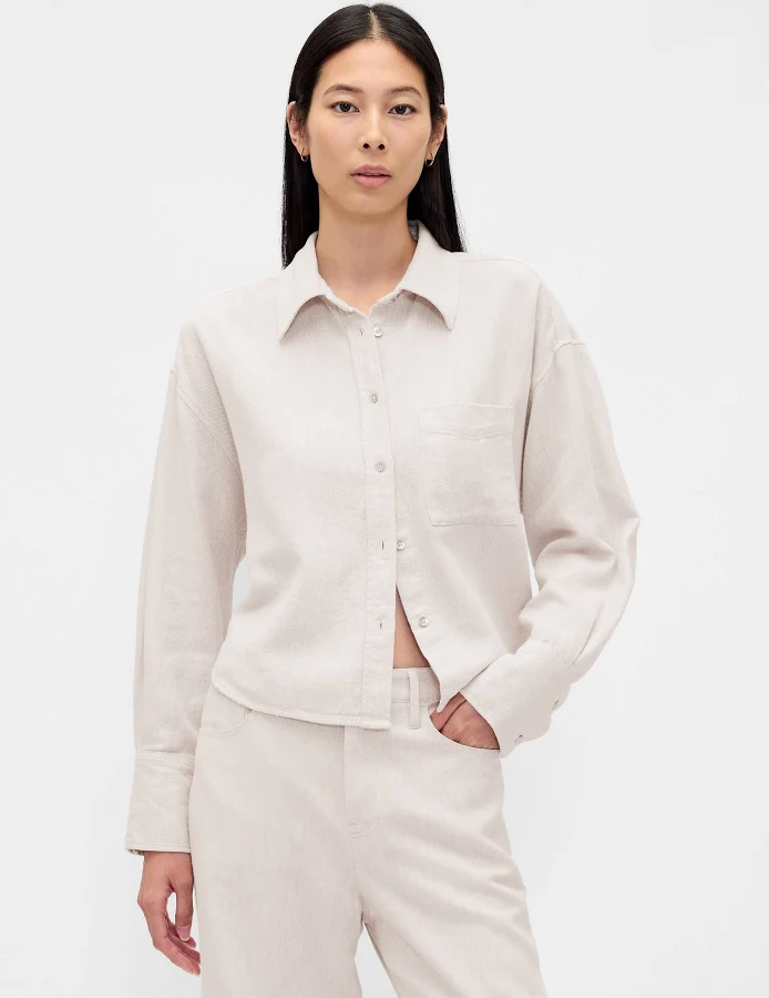 top Gap Women's Oversized Linen-Cotton Shirt Gap $39