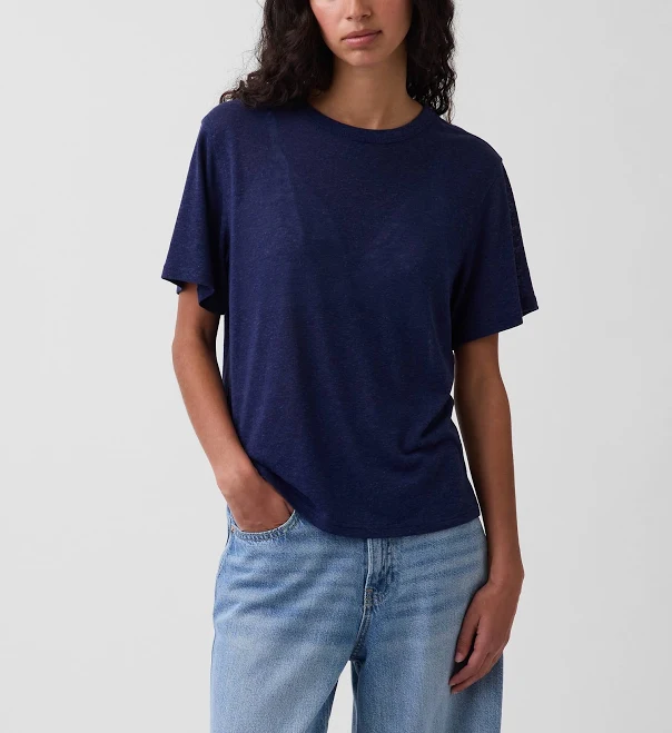 matching set Gap Women's Relaxed Linen-Blend T-Shirt Gap $31