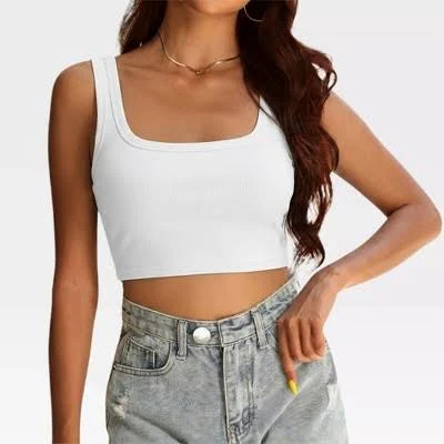 top Garvee Women's Square Neck Ribbed Knit Camisole Target $22.99