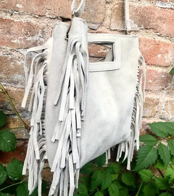 bag Genuine Suede Leather Crossbody Bag with Fringes Etsy - goodtimesbarcelona $44.01