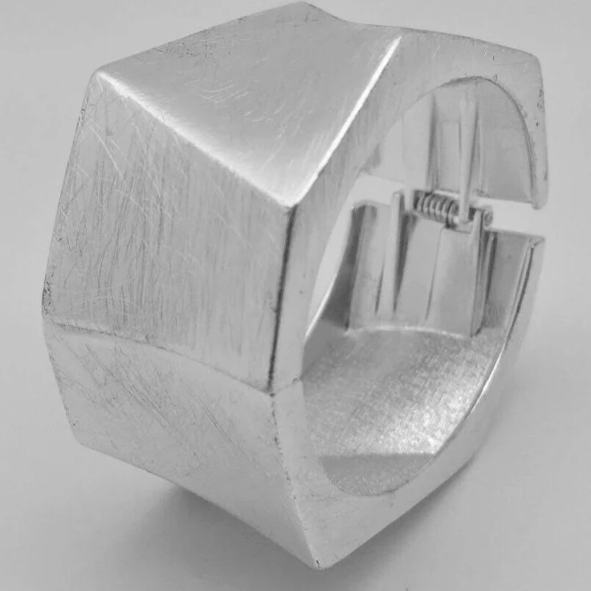 accessory Geometric Silver Cuff Bracelet Etsy - HandandMindCreations $33.75