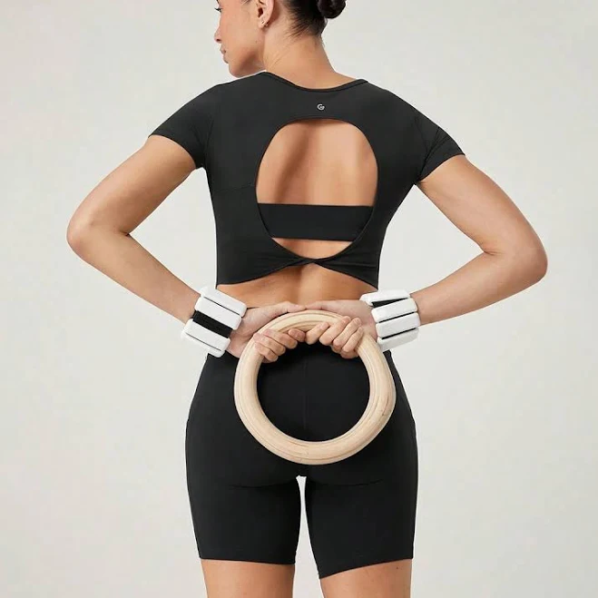 t-shirt Glowmode Sweat-Wicking Quick-Dry Cutout Knot Back Slim Fit Crop Tee GLOWMODE $16.99