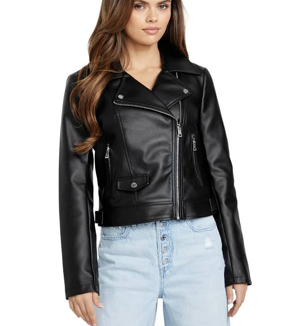 outerwear GUESS Women's Rita Faux-Leather Moto Jacket Guess Factory $99.95
