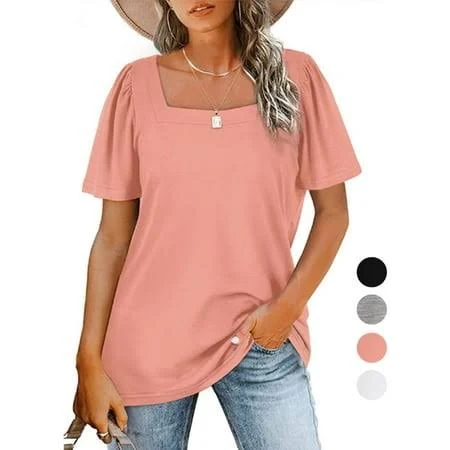 top Gustave Women's Square Neck Puff Short Sleeve Blouse Walmart - Gustave Inc $13.79