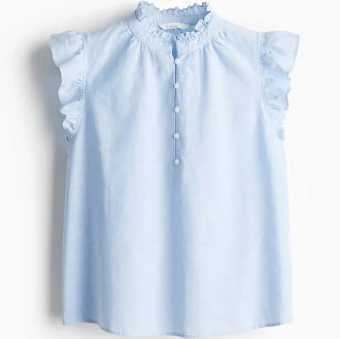 top H&M Ladies Linen-Blend Blouse H&M $24.99