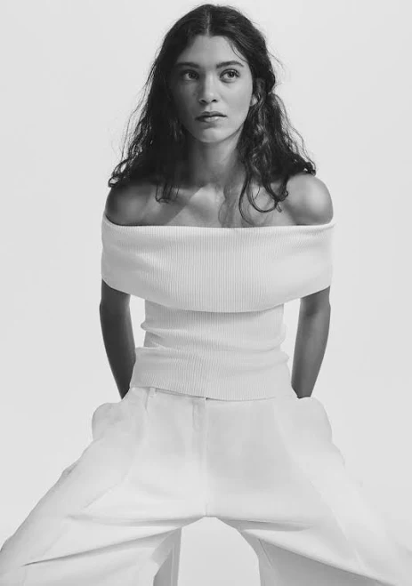 top H&M Ladies Off-The-Shoulder Rib-Knit Top H&M $24.99