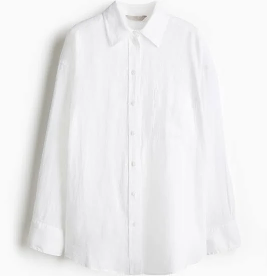 matching set H&M Ladies Oversized Linen Shirt H&M $47.99