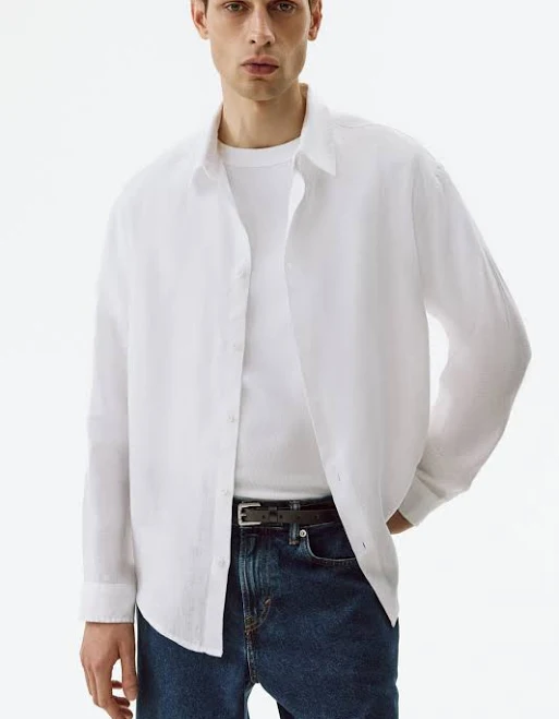 top H&M Men's Relaxed-Fit Linen Shirt H&M $44.99