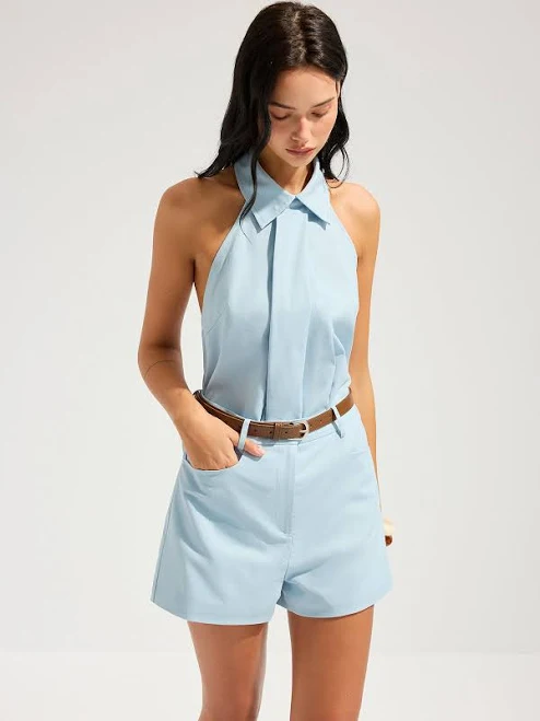two piece set Halter Top & Belted Shorts Set Commense $49