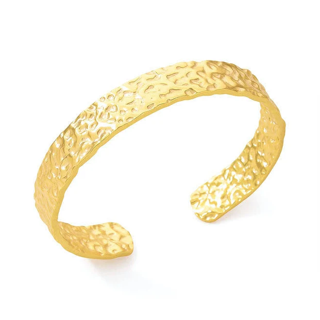 accessory Hammered Texture Wide Open Cuff Bracelet – Gold Zehra Modesty $49