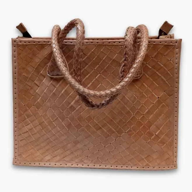 bag Handcrafted Woven Leather Tote Bag Marrakeche Crafts $123.7