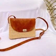 bag Handmade Leather Raffia Crossbody Bag, Boho Style Etsy $87.87