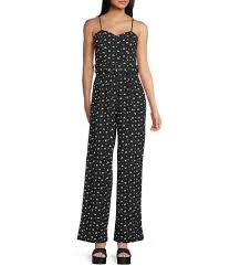 jumpsuit Honey and Rosie Polka Dot Sweetheart Neck Belted Wide Leg Jumpsuit Dillard's $24.15