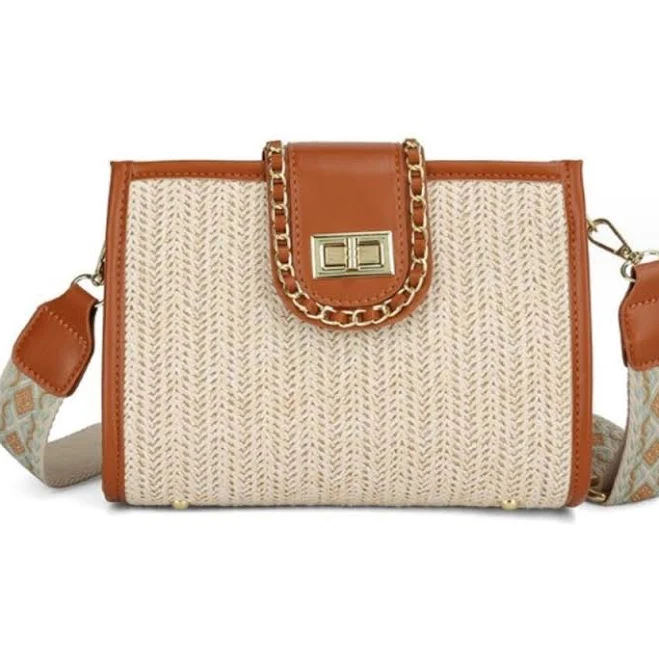 bag HZ-605 Straw Crossbody Bag with Webbing Hatzzi $24.99
