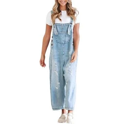 bottom Imily Bela Women's Loose Fit Distressed Denim Overalls Target $70.56
