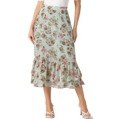 skirt Inspire Chic Women's Floral Chiffon Tiered Flowy Midi Skirt Target $31.99
