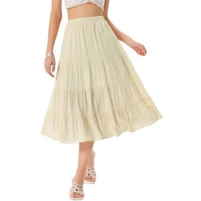 skirt Inspire Chic Women's Midi Flare Tiered A-Line Skirt with Pockets Target $34.99