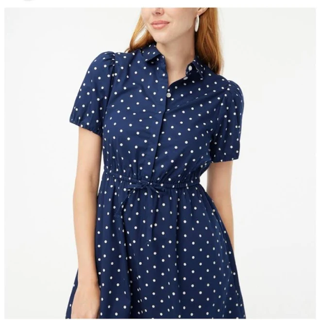 dress J.Crew Dresses | J.Crew Blue White Polka Dot Shirtdress Women's Size 12 | Color: Blue/White | Size: 12 | Flowerscloset1's Closet Poshmark $46