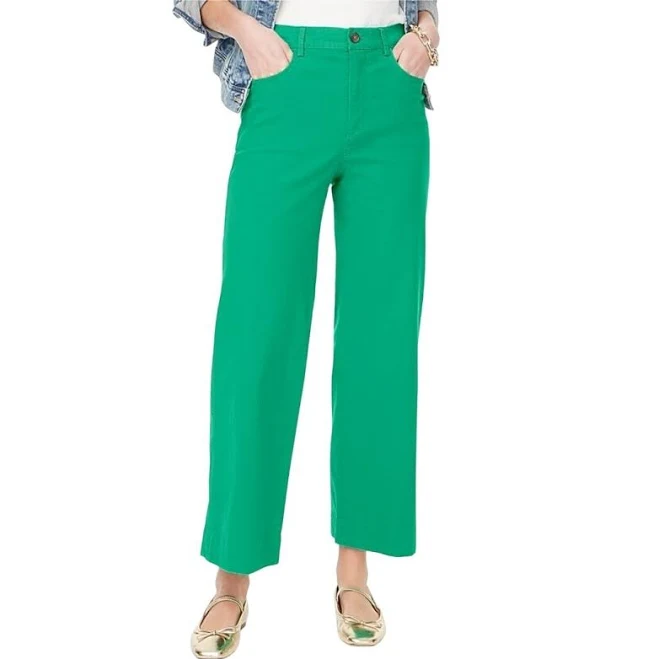 pants J. Crew High Rise Wide Leg Crop Pants Emerald Green Size 25 $118 eBay - aray1212 $44.99