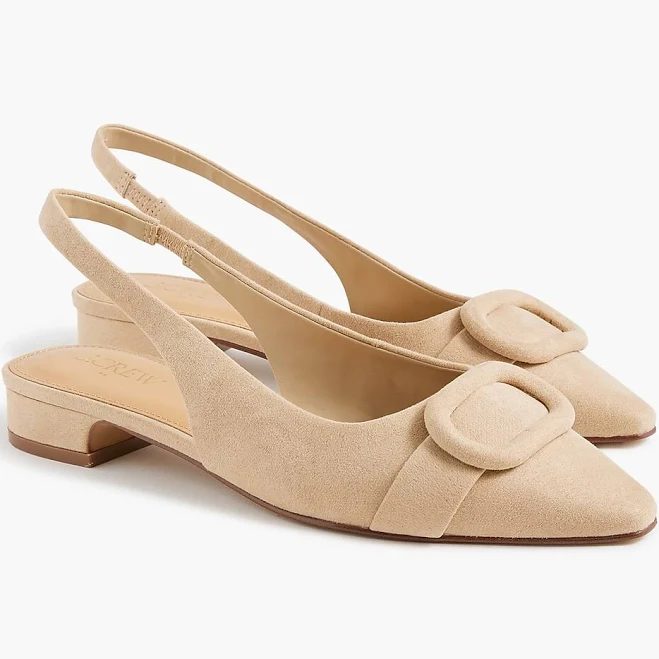 shoes J.Crew Women's Faux-Suede Slingback Flats with Buckle J.Crew Factory $79.99