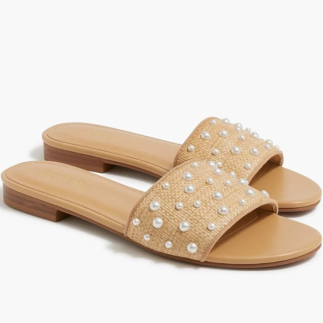 shoes J.Crew Women's Woven Pearl Straw Slide Sandals J.Crew Factory $49.5