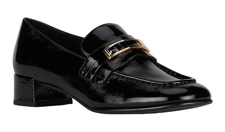 shoes Jeffrey Campbell Book-smart Loafer Pumps - Black Crinkle Patent Editorialist $93