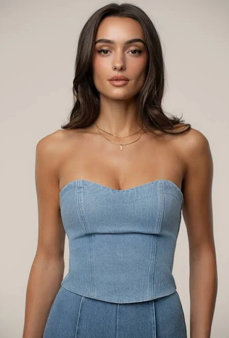 top Jluxlabel Premium Cotton Denim Corset jluxlabel.com $67