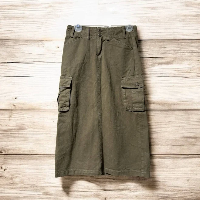 maxi skirt John Galt Cargo Skirt Womens Small Long Maxi Utility Pockets Army eBay - angiemommy4love $24