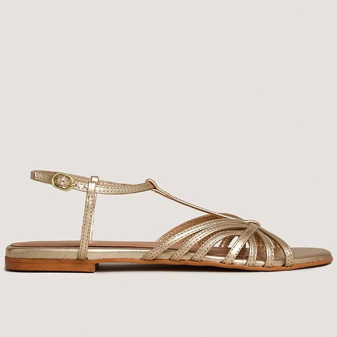 shoes Jonak Women's Metallic Leather Strapped Sandals jonak-paris.us $150