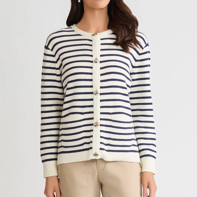 cardigan JONES NEW YORK Women's Striped Long-Sleeve Cardigan Jones New York $26.79