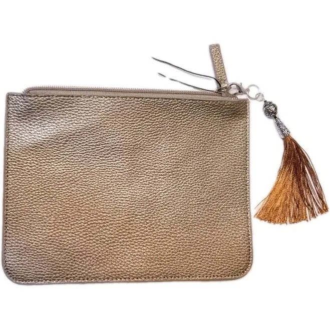 bag Jules Kae Vegan Leather Bronze Gold Clutch Makeup Bag eBay $24.99