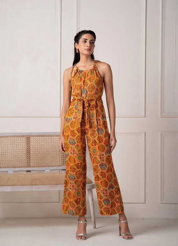 romper Juniper Printed Abstract Viscose Jumpsuit with Belt Distacart $24.22