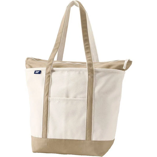 bag Lands' End Large 5 Pocket Zip Top Long Handle Canvas Tote Bag Kohl's $46.7