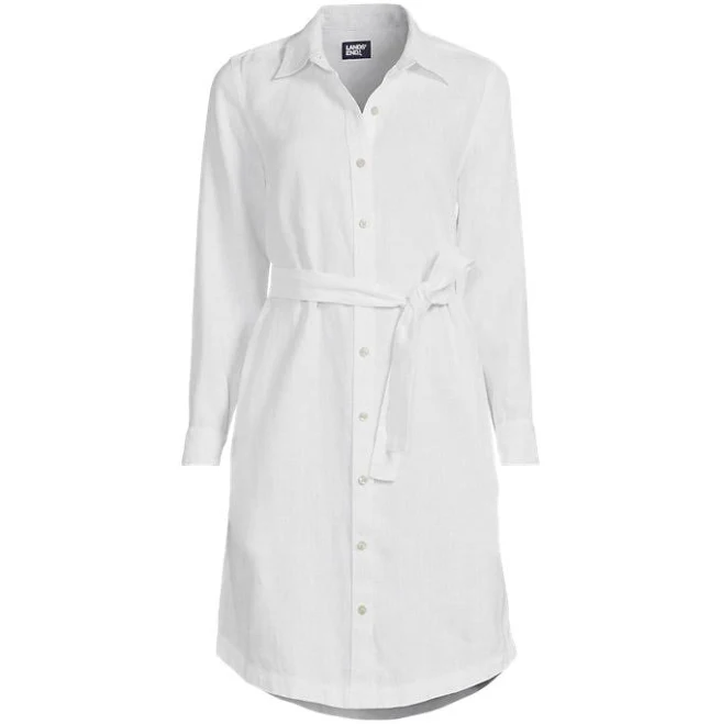 dress Lands' End Women's Linen Long Sleeve Button Front Shirt Dress Lands' End $49.97