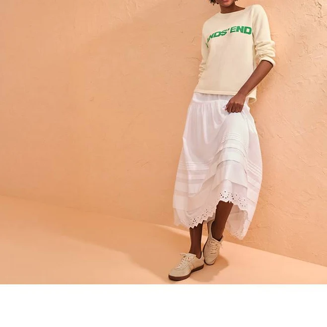 skirt Lands' End Women's Voile Tiered Eyelet Maxi Skirt Lands' End $49.97