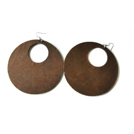 accessory Large Dark Brown Wood Hoop Earrings 4 Inch Hoop Earrings Lightweight Walmart - Divas Diggables $8.99