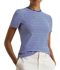 top Lauren Ralph Lauren Crew Neck Short Sleeve Cotton Knit Stripe Tee Dillard's $59.5