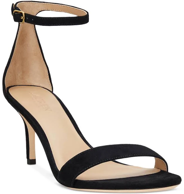 shoes Lauren Women's Ralph Lauren Allie Ankle-Strap Mid-Heel Dress Sandals Macy's $105