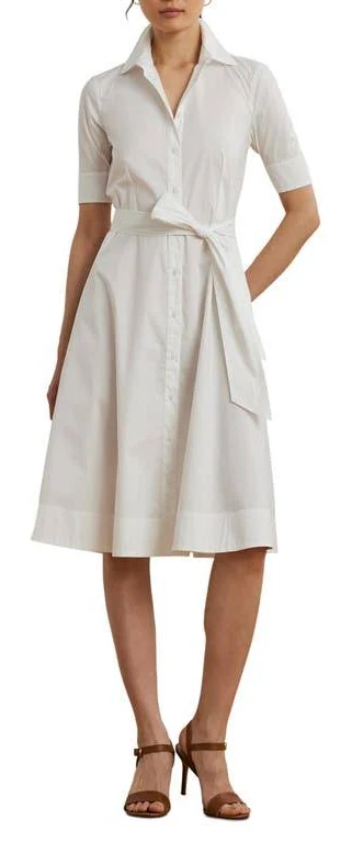 dress Lauren Women's Ralph Lauren Belted Cotton Blend Shirtdress Nordstrom $103.85