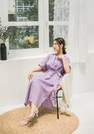 dress Lavender Linen Wrap Dress with Notched Lapel and Detachable Tie - Side Slit Linen MIDI / MAXI Dress with Back Elastic Waist and Side Pocket Etsy $93