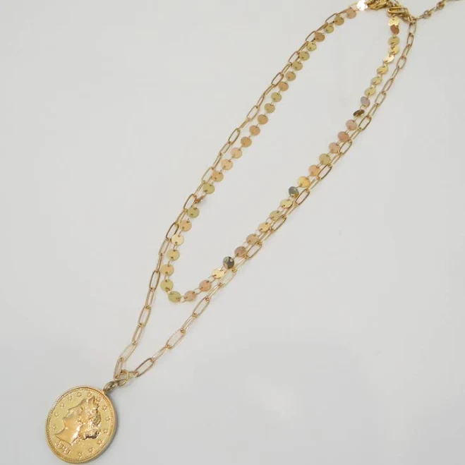 accessory Layered Gold Coin Necklace Lily Jane Boutique $21