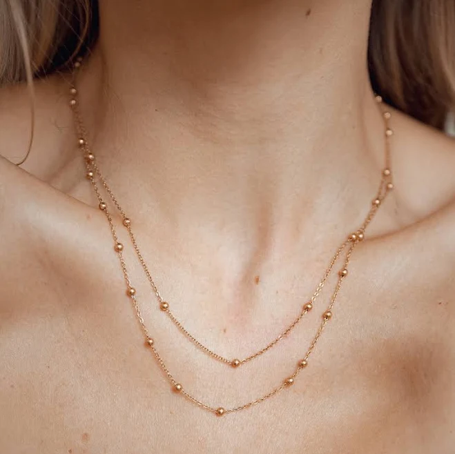 accessory Layered Rose Gold Satellite Chain Necklace Etsy - HeyHappinessJewelry $32.94