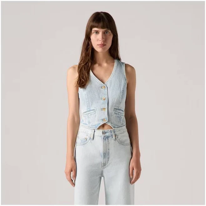 outerwear Levi's Women's Amore Cropped Denim Vest eBay - bullseye_deals $22.99