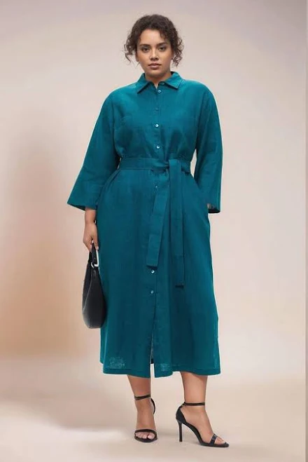 dress Linen Belted Button Down Midi Dress with Long Sleeves Etsy - Seller $101.4