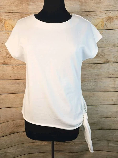 t-shirt Loft Ann Taylor White Cotton Tshirt With Side Tie Size Medium eBay - skipper1635 $14.99
