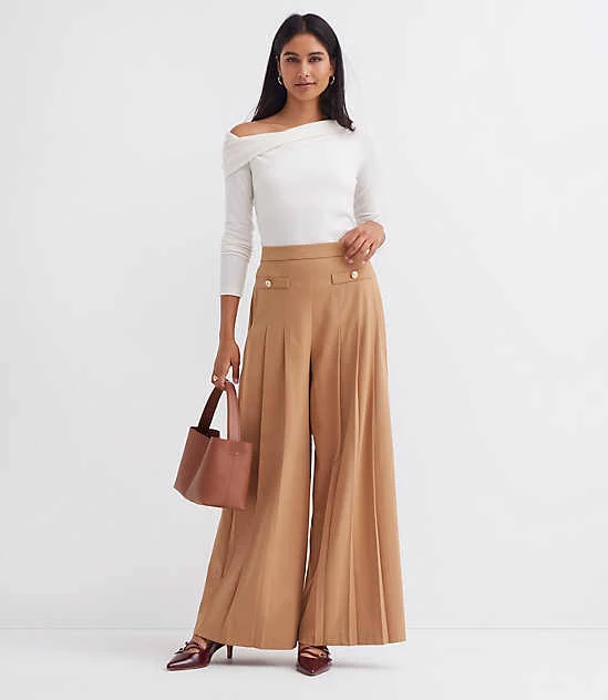 pants Loft Women's Pleated Ultra Wide Leg Twill Pants LOFT $37