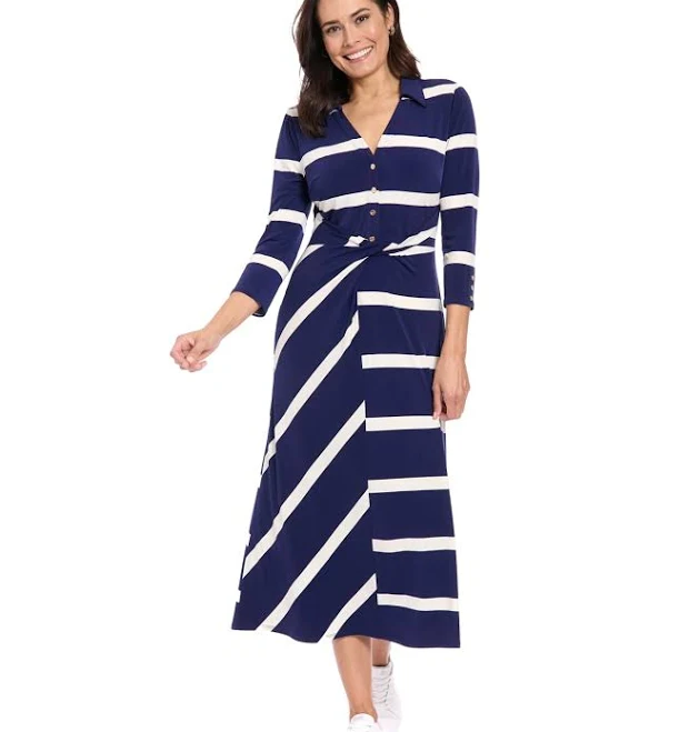 dress London Times Women's 3/4-Sleeve Stripe Shirtdress Macy's $65.4
