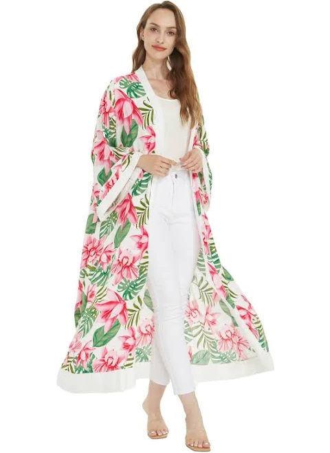kimono Lotus Orchid Women's Lightweight Maxi Kimono Hawaii Hangover $43