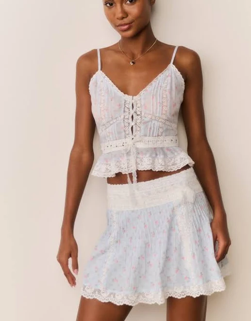 skirt Loveshackfancy Solena Floral Cotton Mini Skirt LoveShackFancy $325