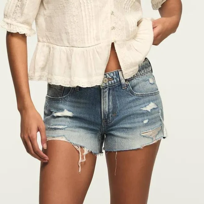 shorts Lucky Brand Women's Festival Ripped Denim Cutoff Shorts Lucky Brand $48.65